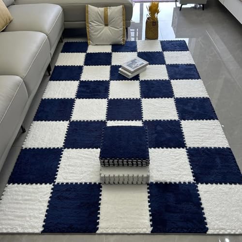 0,39 Zoll Dicke Bodenmatten aus Schaumstoff, Stoßabsorbierende und rutschfeste Eva-Matten für Training, Yoga und Kinderspielbereiche(Blue+White,50 pces) von LDZDGD