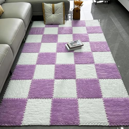 0,39 Zoll Dicke Bodenmatten aus Schaumstoff, Stoßabsorbierende und rutschfeste Eva-Matten für Training, Yoga und Kinderspielbereiche(Purple+White,12 pces) von LDZDGD
