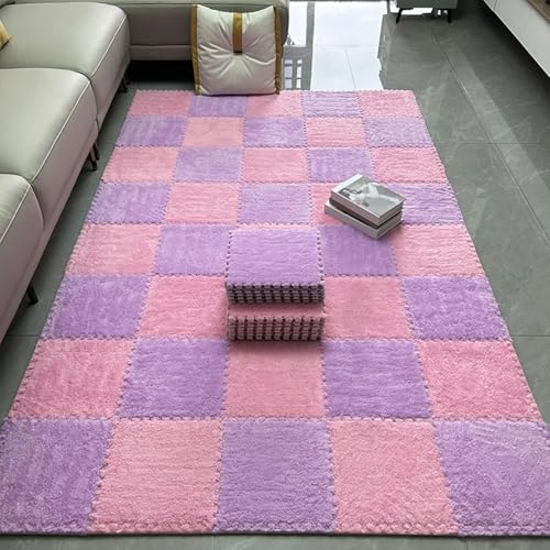 0,39 Zoll Dicke Bodenmatten aus Schaumstoff, Stoßabsorbierende und rutschfeste Eva-Matten für Training, Yoga und Kinderspielbereiche(Purple+pink,12 pces) von LDZDGD