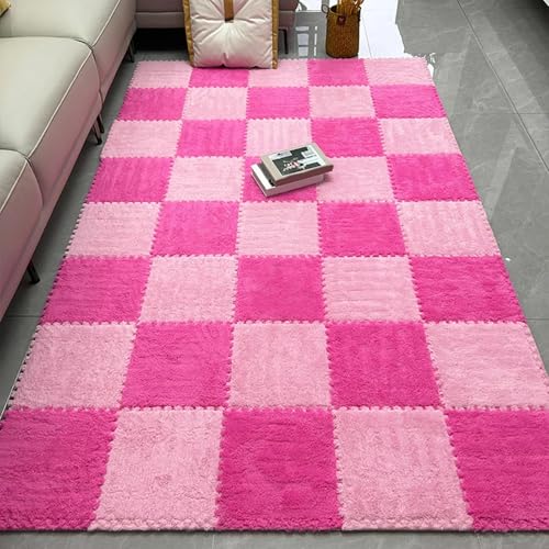 0,39 Zoll Dicke Bodenmatten aus Schaumstoff, Stoßabsorbierende und rutschfeste Eva-Matten für Training, Yoga und Kinderspielbereiche(Red+pink,24 pces) von LDZDGD