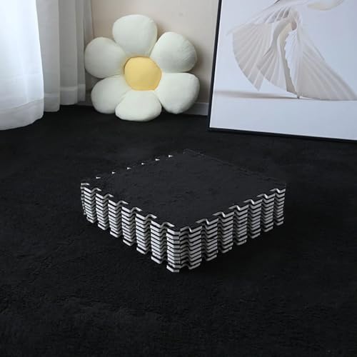 0,39 Zoll Dicke Schaumstoff-Bodenmatte, Ineinandergreifende Eva-Puzzle Fliesen, Waschbar und Leicht Zu Reinigen, Weicher Plüschteppich für Das Fitnessstudio Zu Hause(Black,24 pces) von LDZDGD