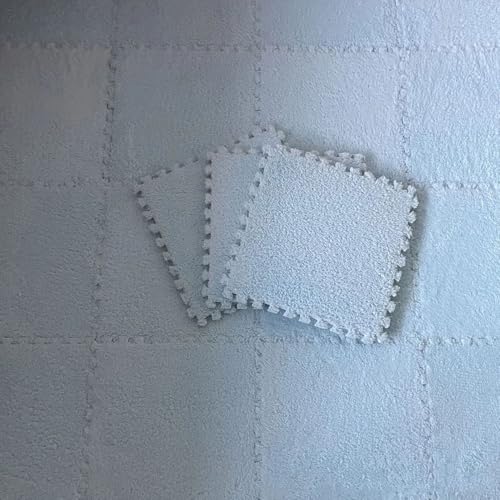 0,39 Zoll Dicke Schaumstoff-Bodenmatte, Ineinandergreifende Eva-Puzzle Fliesen, Waschbar und Leicht Zu Reinigen, Weicher Plüschteppich für Das Fitnessstudio Zu Hause(White,50 pces) von LDZDGD