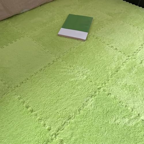 Bodenmatte aus Weichem Puzzle-Schaumstoff, 0,39 Zoll Dicke, Ineinandergreifende Teppichfliesen für Schlafzimmer, Wohnzimmer, Spielzimmer – rutschfest und Waschbar(Grass Green,100 pces) von LDZDGD