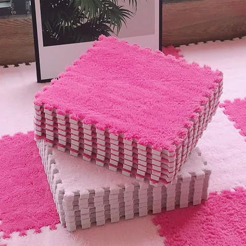 Ineinandergreifende Bodenmatten Aus Eva-Schaum, Weich und Flauschig, rutschfest, Leicht Zu Verlegender Flächenteppich für Spielzimmer, Fitnessstudio und Tanzstudio(Red+pink,24 pces) von LDZDGD