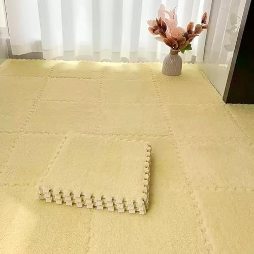 Puzzle-Schaumstoff-Bodenmatten, Ineinandergreifende Eva-Fliesen, Waschbar, Weicher Plüsch Teppich für Spielbereiche, Wohn- und Schlafzimmerdekoration(Beige,50 pces) von LDZDGD