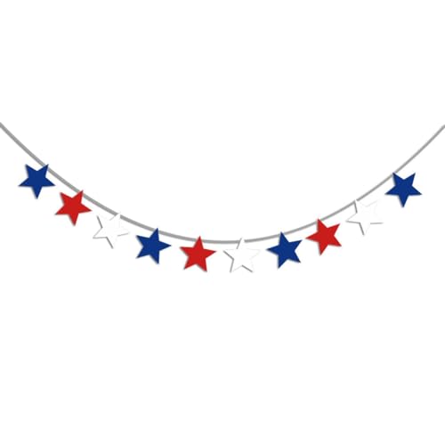 LDadgf Unabhängigkeitstag-Party-Dekoration, Flagge, fünfzackiger Stern, USA-Stern-Spangled-Banner, Dekorationen zum Aufhängen, glänzende Dekorationen, patriotische Party-Dekoration, (D, One Size) von LDadgf