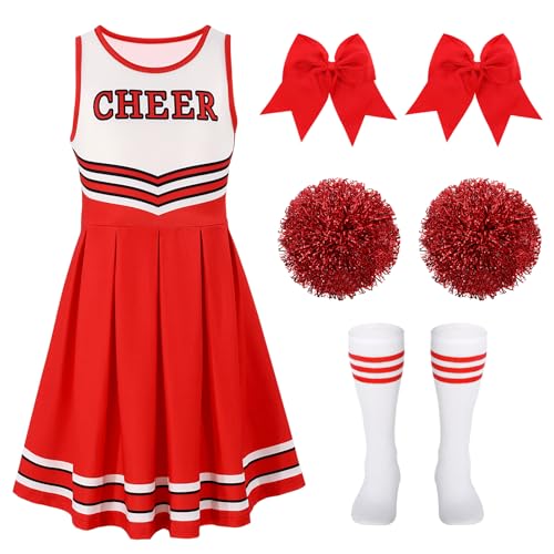 LEACOOLKEY Cheerleader-Kostüm für Mädchen, Halloween-Kostüm, Cheerleading-Outfit, Uniform, für Kostümparty, Geburtstag LEACOOLKEY Cheerleader-Kostüm für Mädchen, Halloween-Kostüm, Cheerleading-Outfit, Uniform, für Kostümparty, Geburtstag von LEACOOLKEY