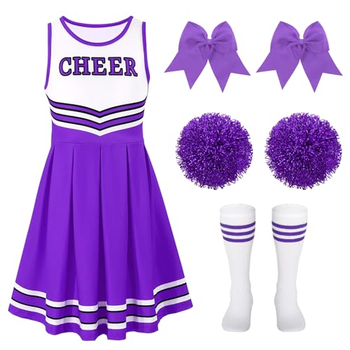 LEACOOLKEY Cheerleader-Kostüm für Mädchen, Halloween-Kostüm, Cheerleading-Outfit, Uniform, für Kostümparty, Geburtstag LEACOOLKEY Cheerleader-Kostüm für Mädchen, Halloween-Kostüm, Cheerleading-Outfit, Uniform, für Kostümparty, Geburtstag von LEACOOLKEY