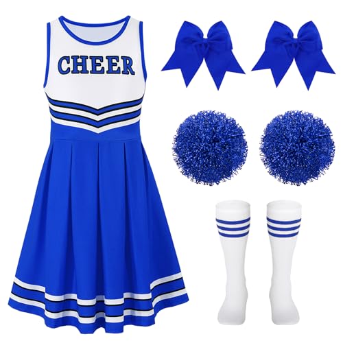 LEACOOLKEY Cheerleader-Kostüm für Mädchen, Halloween-Kostüm, Cheerleading-Outfit, Uniform, für Kostümparty, Geburtstag LEACOOLKEY Cheerleader-Kostüm für Mädchen, Halloween-Kostüm, Cheerleading-Outfit, Uniform, für Kostümparty, Geburtstag von LEACOOLKEY