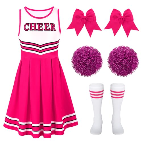 LEACOOLKEY Cheerleader-Kostüm für Mädchen, Halloween-Kostüm, Cheerleading-Outfit, Uniform, für Kostümparty, Geburtstag LEACOOLKEY Cheerleader-Kostüm für Mädchen, Halloween-Kostüm, Cheerleading-Outfit, Uniform, für Kostümparty, Geburtstag von LEACOOLKEY