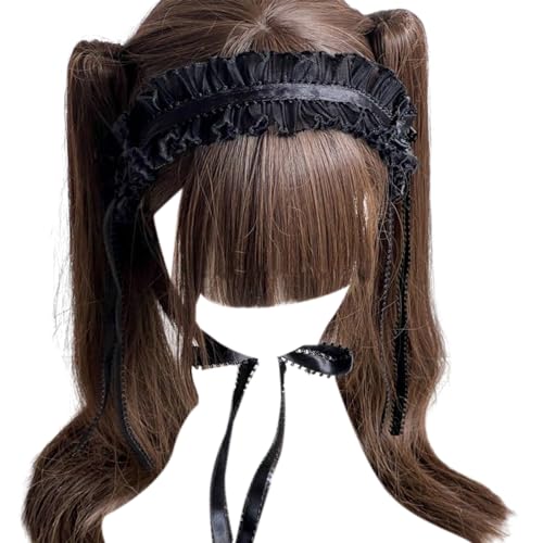 LEADSDGE Frauen Gothic Schleife Spitze Kopfschmuck mit schönem Spitzenband Stirnband Subkultur Cosplay Volant Kopfbedeckung Foto Requisiten Gothic Kopfschmuck von LEADSDGE