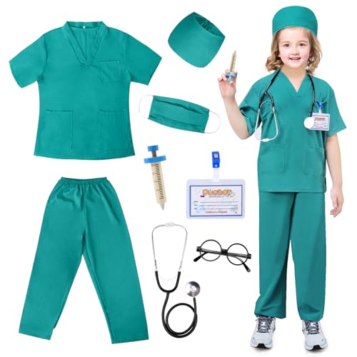 LEADSTAR Arztkoffer Kinder Kostüm,Verkleidungskiste mit Doktor Rollenspiel Spielzeug ab 3 Jahre,Fasching Halloween Geschenke für Kinder Jungen Mädchen 3 4 5 6 7 8 9 10 Jah (S) von LEADSTAR