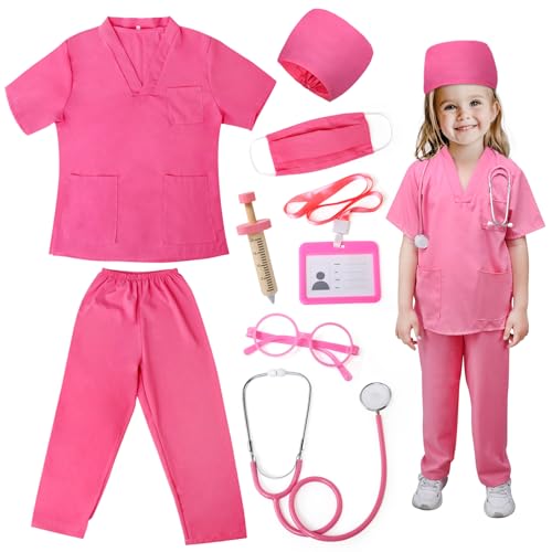 LEADSTAR Arztkoffer Kinder Kostüm,Verkleidungskiste mit Doktor Rollenspiel Spielzeug ab 3 Jahre,Fasching Kinder Jungen Mädchen 3 4 5 6 7 8 9 10 Jah (S) von LEADSTAR