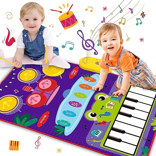 LEADSTAR Baby Musikmatte Klaviermatte mit Trommelspielzeug,Kinderspielzeug Geschenk für Jungen Mädchen Kleinkinder,Baby Spielzeug ab 1 Jahr Kindergeburtstag Geschenk,Keyboard Musikmatte Tanzmatten von LEADSTAR