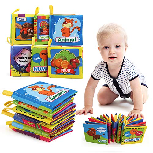 LEADSTAR Baby Soft Bilderbuch, 6er Baby Stoffbuch Badebuch Tuchbuch Kuschelbuch Babybuch Spielbuch Pädagogisches Spielzeug Entdeckungsbuch aus Stoff mit Raschelpapier für Baby Kleinkinder ab 3 Monate von LEADSTAR