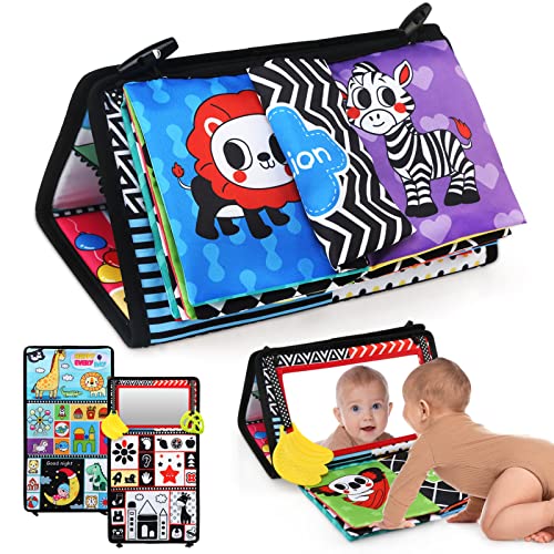 LEADSTAR Baby Spiegel, Faltbarer Baby Bauchlage Spielzeug mit Knisterbuch Schwarz Weiß Kontrastmuster, Kinderspiegel Spielzeug Geschenk für Neugeborene Jungen Mädchen 0-12 Monate LEADSTAR Baby Spiegel, Faltbarer Baby Bauchlage Spielzeug mit Knisterbuch Schwarz Weiß Kontrastmuster, Kinderspiegel Spielzeug Geschenk für Neugeborene Jungen Mädchen 0-12 Monate von LEADSTAR