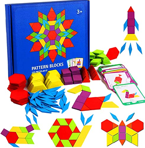 LEADSTAR Holzpuzzles, Tangrams Holzpuzzles Geometrische Formen Puzzle,Tangrams Montessori Spielzeug Wooden Jigsaw Puzzle Für Kinder Mädchen und Jungen ab 3 Jahr(155 Stück) von LEADSTAR
