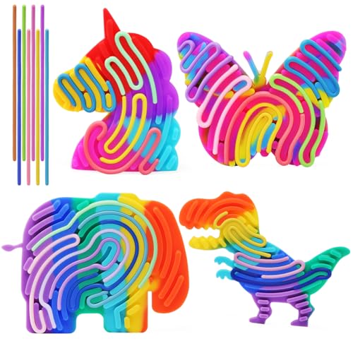 LEADSTAR Sensorik Spielzeug Activity Board, 4 PCS Silicone Fidget Toy für Autismus ADHS Stress Anxiety, Silent Sensory Board Doppelseitiges Aktivitätsbrett für Kinder ab 3 Jahr & Erwachsene von LEADSTAR