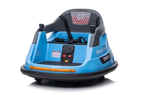 LEADZM 12V Elektro Autoscooter Kinder Elektroauto mit 2,4G Fernbedienung – 360° Drehbares Bumper Car mit LED-Lichtern & Musik, 2 Fahrmodi (Manuell/Remote) (Blau) von LEADZM