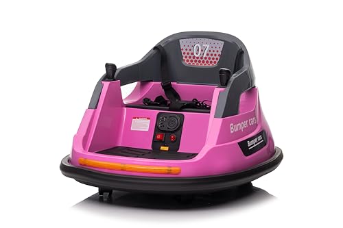 LEADZM 12V Elektro Autoscooter Kinder Elektroauto mit 2,4G Fernbedienung – 360° Drehbares Bumper Car mit LED-Lichtern & Musik, 2 Fahrmodi (Manuell/Remote) (Rosa) von LEADZM