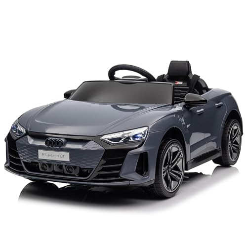 LEADZM Elektro Kinderauto mit Musik & Hupe & Scheinwerfer, 12V Kinder Elektroauto Kinderfahrzeug mit 2,4G Fernbedienung, 3-5km/h für Kinder (Grau) von LEADZM