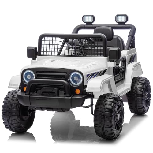 LEADZM Elektroauto für Kinder 12V, Kinderauto Mit 2,4G-Fernbedienung, Kinderfahrzeug Elektrisch für Kinder Von 3-8 Jahren (Weiß) von LEADZM