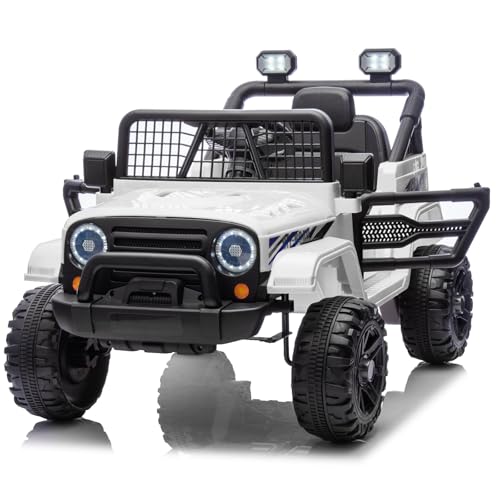 LEADZM Kinder Elektroauto, Elektroauto für Kinder 12V, 4 Eva Räder, 12V 7ah, Fernbedienung, Kinderauto Kinderfahrzeug (Weiß 1) von LEADZM