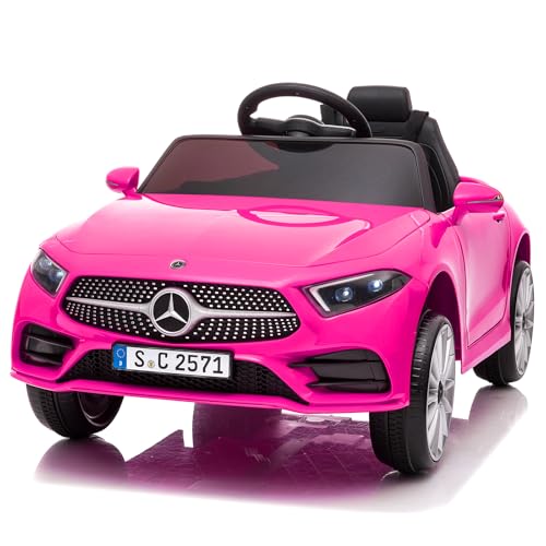 LEADZM Kinder Elektroauto Mercedes Benz CLS 350 mit 12V Kinderauto Elektrisch 2,4G-Fernbedienung, Elektrofahrzeuge 2-türig mit MP3, Musik, Hupe, LED-Leuchten (CLS Rosa) von LEADZM