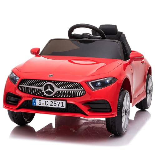 LEADZM Kinder Elektroauto Mercedes Benz CLS 350 mit 12V Kinderauto Elektrisch 2,4G-Fernbedienung, Elektrofahrzeuge 2-türig mit MP3, Musik, Hupe, LED-Leuchten (CLS Rot) von LEADZM