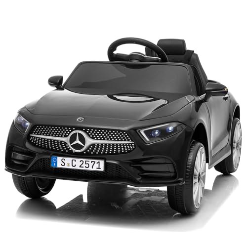 LEADZM Kinder Elektroauto Mercedes Benz CLS 350 mit 12V Kinderauto Elektrisch 2,4G-Fernbedienung, Elektrofahrzeuge 2-türig mit MP3, Musik, Hupe, LED-Leuchten (CLS Schwarz) von LEADZM