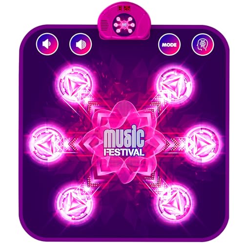 LEAPRCSTORE Tanzmatte für Kinder ab 4-12 Jahre Mädchen, Musikmatte mit 6 Leuchtenden Pfeilen, 5 Spielmodi und LED Anzeige, Weihnachten Geburtstag Spielzeug Geschenke für Junge & Mädchen von LEAPRCSTORE