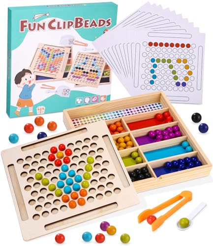 Holz Montessori Spielzeug, Sortierspiel, Clip Perlen Brettspiele, Puzzle & Geschicklichkeitsspiele & Mathe Lernspielzeug, Farben Sortier Stapelspielzeug für ab 3 4 5 6 Jahre,Kreativ Kinder Geschenke Holz Montessori Spielzeug, Sortierspiel, Clip Perlen Brettspiele, Puzzle & Geschicklichkeitsspiele & Mathe Lernspielzeug, Farben Sortier Stapelspielzeug für ab 3 4 5 6 Jahre,Kreativ Kinder Geschenke von LEAZZLE