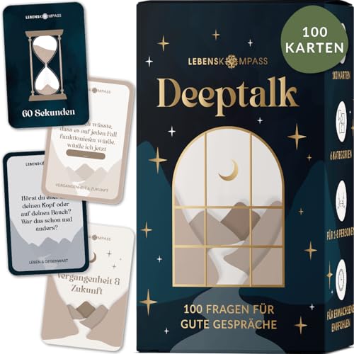 LEBENSKOMPASS® Deeptalk Kartenspiel für Paare, Freunde und Familie - Karten Spiel für Paare - Erzählt euch mehr über einander - Zum Vertiefen von Freundschaften und Beziehungen von LEBENSKOMPASS