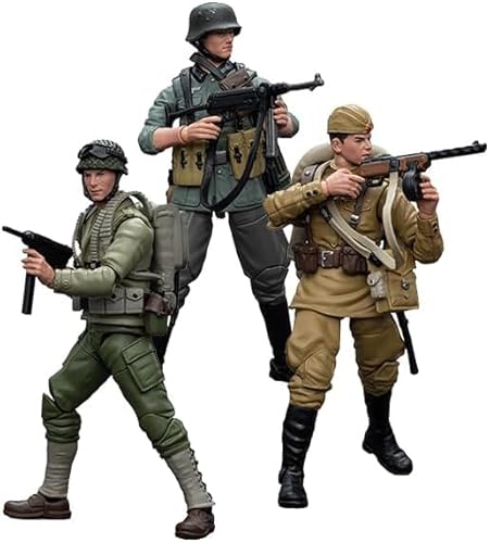 JoyToy 1:18 Maßstab WWII Allies Army Infantry 10,6 cm Actionfigur Weltkrieg 2 Sammlerstück Militär Action Set von 3 von LEBOO
