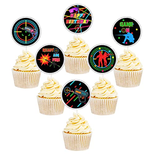 LECAKTO Laser-Tag-Cupcake-Topper, 1 Stück, Gaming-Cupcake-Topper, Geburtstagsparty-Dekoration, Bunt LECAKTO Laser-Tag-Cupcake-Topper, 1 Stück, Gaming-Cupcake-Topper, Geburtstagsparty-Dekoration, Bunt von LECAKTO