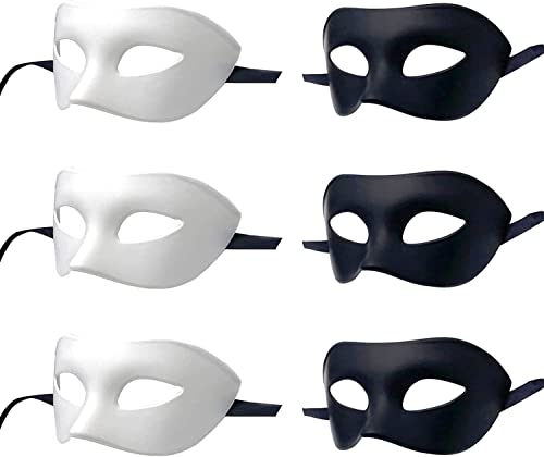 LECMACY Maskerademaske für Männer und Frauen, Rom, venezianische Halbgesichtsaugen Maske Mardi Gras Partykostüm mit Themen-Set, Einheitsgröße (3 x (W+b)/6 Stück) von LECMACY