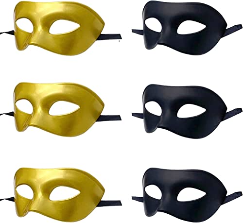 LECMACY Maskerademaske für Männer und Frauen, Rom, venezianische Halbgesichtsaugen Maske Mardi Gras Partykostüm mit Themen-Set, Einheitsgröße (3 x (g+b)/6 Stück) von LECMACY