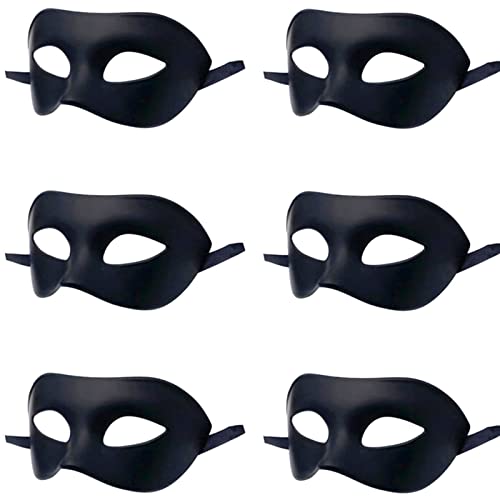 LECMACY Maskeraden-Maske für Männer und Frauen, venezianisches Röm halbes Gesicht, Masken Mardi Gras Kostüm, Motto-Party, Cosplay, Einheitsgröße, Schwarz, 6 Stück von LECMACY