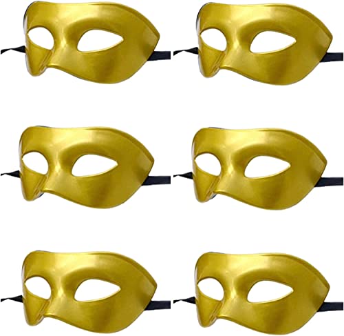 LECMACY Venezianische Masken für Damen und Herren, halbes Gesicht, Mardi Gras, Einheitsgröße, reines Gold von LECMACY