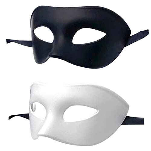 Maskerade Herren Damen Griechisch venezianische Party Maskenmasken Masken Halbgesichtsmasken mythologisch griechisch geeignet für Halloween Weihnachten Di Gras Party Einheitsgröße, weiß + schwarz, 2 von LECMACY