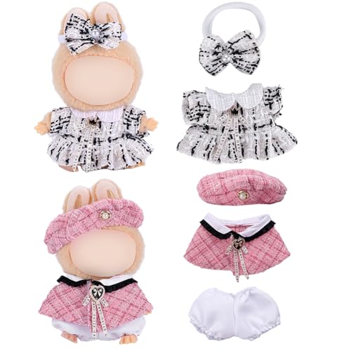 17 cm Puppenkleidung, luxuriöses schickes Stil-Set für 17 cm Puppen-Outfit, Zubehör für Puppenkleidung, exquisite Luxus-Designer-Kleidersets, weißes Set, rosa Set (keine Puppe) von LECOYOYO