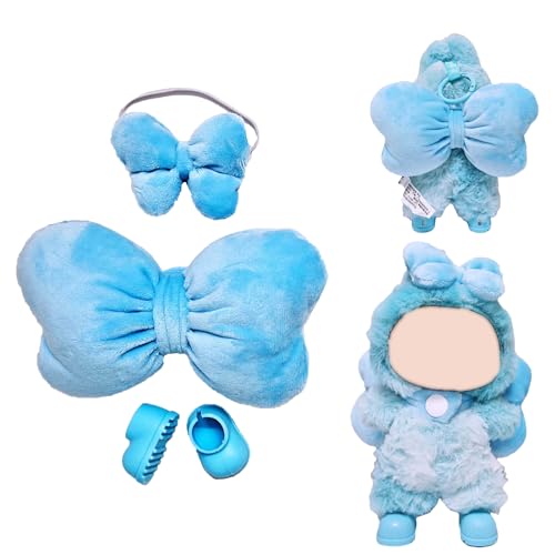 3-teiliges Puppenzubehör-Set mit Stirnband, Schleife und Mini-Schuhen für Puppe, Verkleidungszubehör für 17 cm große Puppe, Mini-Kostüm-Zubehör für Puppe, (ohne Puppe, keine Flasche), Blau von LECOYOYO