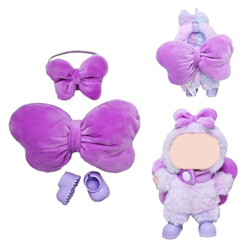 3-teiliges Puppenzubehör-Set mit Stirnband, Schleife und Mini-Schuhen für Puppe, Verkleidungszubehör für 17 cm große Puppe, Mini-Kostüm-Zubehör für Puppe, (ohne Puppe, keine Flasche), Rosa von LECOYOYO