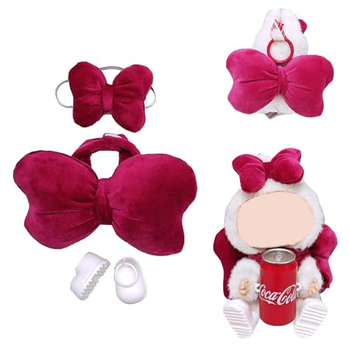3-teiliges Puppenzubehör-Set mit Stirnband, Schleife und Mini-Schuhen für Puppe, Verkleidungszubehör für 17 cm große Puppe, Mini-Kostüm-Zubehör für Puppe, (ohne Puppe, keine Flasche), Rosa von LECOYOYO