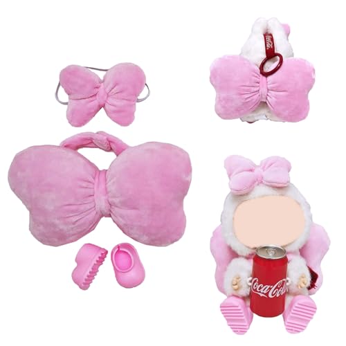 3-teiliges Puppenzubehör-Set mit Stirnband, Schleife und Mini-Schuhen für Puppe, Verkleidungszubehör für 17 cm große Puppe, Mini-Kostüm-Zubehör für Puppe, (ohne Puppe, keine Flasche), Rosa von LECOYOYO