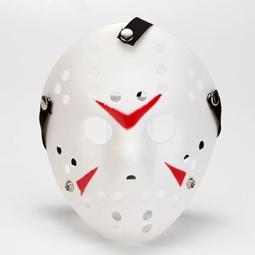LEDABAO Kostüm Hockey-Masken Cosplay Halloween Maskerade Party Horror Prop Maske (Weiß/Rot) von LEDABAO
