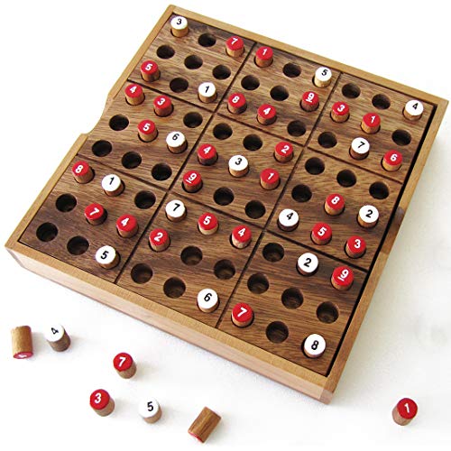 SUDOKU Massivholz und CE-geprüft, mathematisches Puzzleteil ab 6 Jahren, 4 Schwierigkeitsstufen, leicht bis extreme 24 Gitter inklusive, französische Marke Le Délirant® 81 farbige Spielsteine von LEDELIRANT