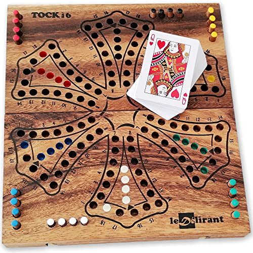 TOC Spiel oder TOCK, 2-6 Spieler, Brettspiel aus umweltfreundlich Massivholz entspricht den CE Normen. Marke Le Délirant. Einfache Aufbewahrung zum Mitnehmen oder auf Reisen. Kleine kanadische Pferde. von LEDELIRANT