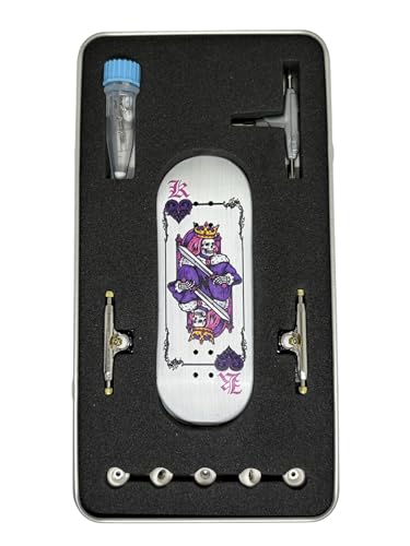 34mm Pro Fingerboard Complete 34x96mm,Maples Wood Deck,UV Printing Graphic-Pro Trucks Regular kingpins & 5 Urethane Bearing Wheels-Op3ra V3-Kings of Hearts von LEEFAI