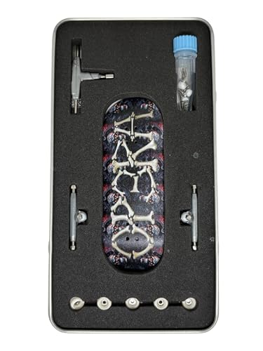 Pro Fingerboard Complete 34 * 96mm Maples Wood Deck,UV Printing Graphic-Leefai 4.0 Trucks Regular kingpins & 5 Urethane Bearing Wheels-Op3ra V3-Bones Design von LEEFAI